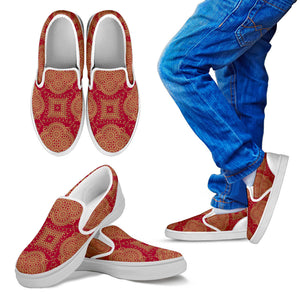 Royal Red Kid's Slip Ons