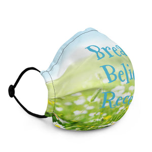 Breath Believe Receive Premium face mask with adjustable nose wire, elastic bands & Pocket for a filter