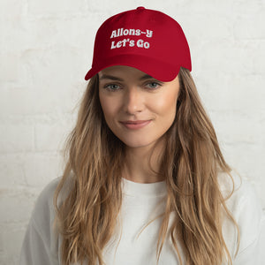 Dad hat Comfy Unisex Cap with adjustable strap - " Allons-Y Let's Go " Forever  G.O. ( Design on Front & Back)