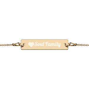 Engraved Silver Bar Chain Bracelet - Soul Family - Free Shipping!