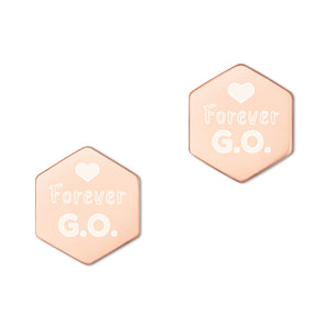 Sterling Silver Hexagon Stud Earrings - Forever G.O. With Heart