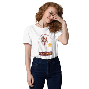 Unisex organic cotton t-shirt -Forever GO Beach Day with Palm Tree