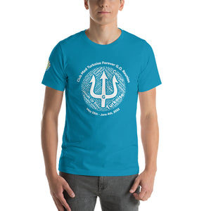 Unisex t-shirt-  Logo on Right Sleeve -Forever GO Reunion Club Med Turkoise 2022