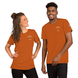 Short-Sleeve Unisex T-Shirt - Club Med G.O. New Forever GO Patch printed on Left Sleeve ( Dark Color Shirts)