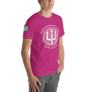 Unisex t-shirt-  Logo on Right Sleeve -Forever GO Reunion Club Med Turkoise 2022