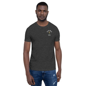 Short-Sleeve Unisex T-Shirt - Club Med G.O. New Forever GO Patch printed on Left Sleeve ( Dark Color Shirts)