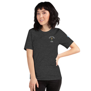 Short-Sleeve Unisex T-Shirt - Club Med G.O. New Forever GO Patch printed on Left Sleeve ( Dark Color Shirts)