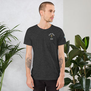 Short-Sleeve Unisex T-Shirt - Club Med G.O. New Forever GO Patch printed on Left Sleeve ( Dark Color Shirts)