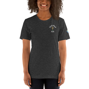 Short-Sleeve Unisex T-Shirt - Club Med G.O. New Forever GO Patch printed on Left Sleeve ( Dark Color Shirts)