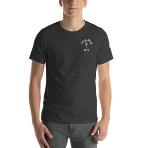 Short-Sleeve Unisex T-Shirt - Club Med G.O. New Forever GO Patch printed on Left Sleeve ( Dark Color Shirts)
