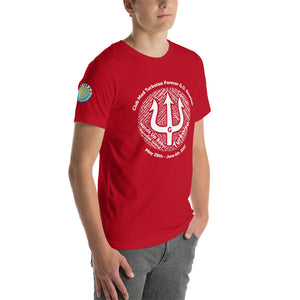 Unisex t-shirt-  Logo on Right Sleeve -Forever GO Reunion Club Med Turkoise 2022