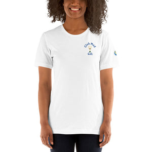 Short-Sleeve Unisex T-Shirt  Club Med G.O. New Forever GO Patch printed on Left Sleeve ( Light & Pastel Color Shirts)