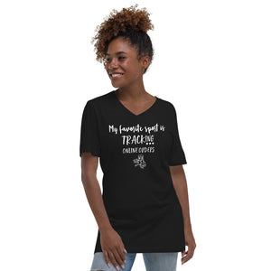 Unisex Short Sleeve V-Neck T-Shirt - My favorite sport is tracking online orders