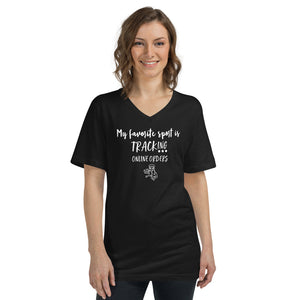 Unisex Short Sleeve V-Neck T-Shirt - My favorite sport is tracking online orders