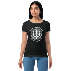 Women’s fitted t-shirt -White Print-Forever GO Where Life and Happiness Meet