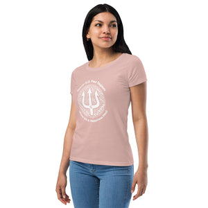 Women’s fitted t-shirt -White Print-Forever GO Where Life and Happiness Meet