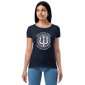 Women’s fitted t-shirt -White Print-Forever GO Where Life and Happiness Meet