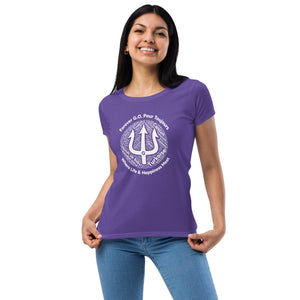 Women’s fitted t-shirt -White Print-Forever GO Where Life and Happiness Meet
