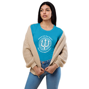 Women’s fitted t-shirt -White Print-Forever GO Where Life and Happiness Meet