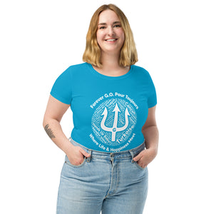 Women’s fitted t-shirt -White Print-Forever GO Where Life and Happiness Meet