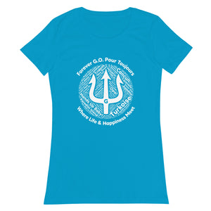 Women’s fitted t-shirt -White Print-Forever GO Where Life and Happiness Meet