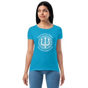 Women’s fitted t-shirt -White Print-Forever GO Where Life and Happiness Meet