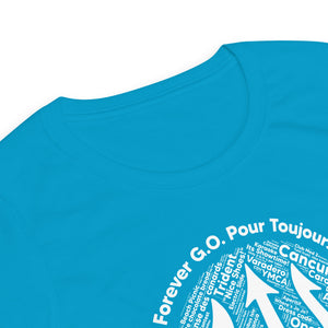 Women’s fitted t-shirt -White Print-Forever GO Where Life and Happiness Meet