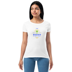 Women’s fitted t-shirt- The Beach My Happy Place